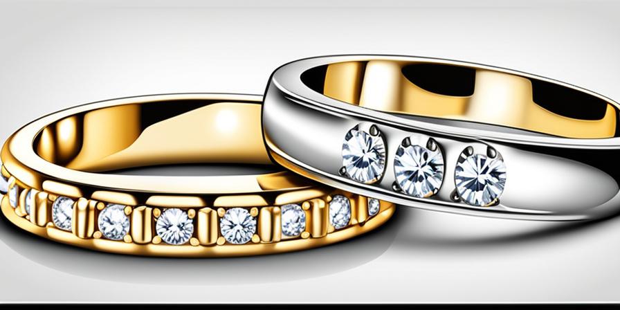 Anillos de matrimonio dorados con diamantes brillantes
