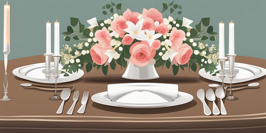 Arreglos florales elegantes en mesa de boda
