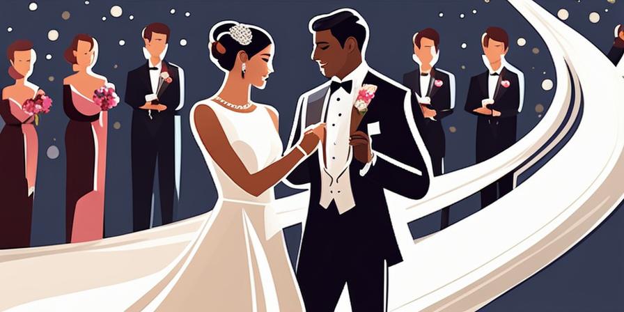 Recién casados bailando en su elegante recepción de boda
