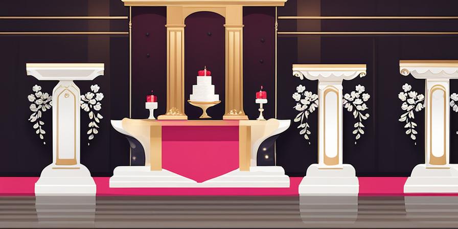 Alt text: "Altar de boda con decoración elegante y mágica