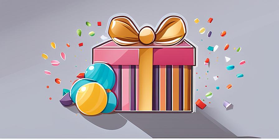 Caja de regalos con globos y confeti