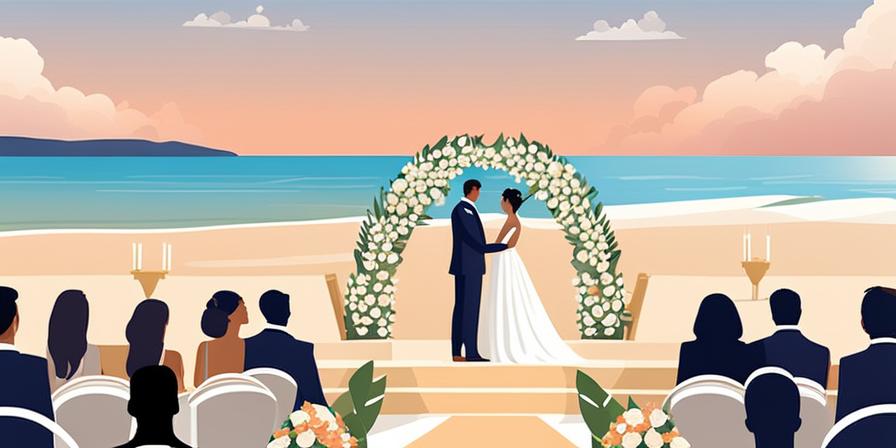 Ceremonia de boda en playa soleada