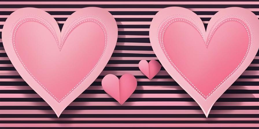 Corazones flotando en un fondo rosa con frases románticas