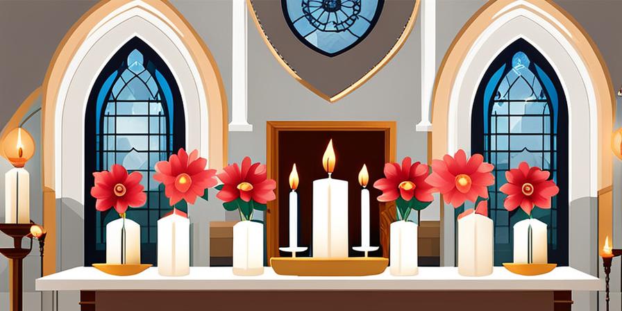Iglesia decorada con flores y velas para una boda