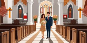 Una pareja intercambiando votos de amor en una iglesia