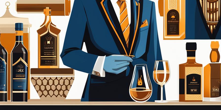 Un hombre elegante disfrutando de un cigarro y una copa de whisky