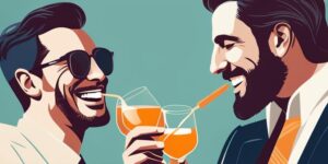 Hombres brindando y compartiendo momentos de felicidad con bebidas