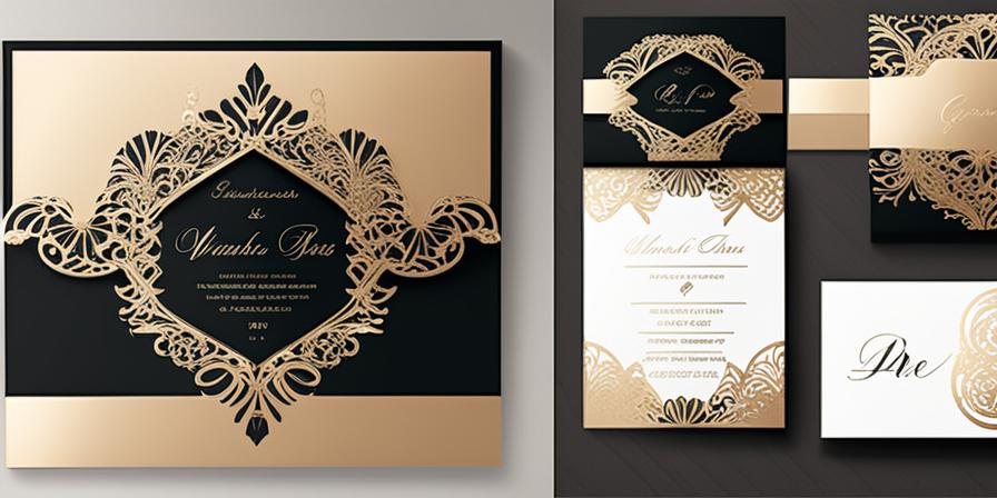 Invitación de boda elegante y brillante con detalles en foil