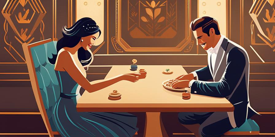 Divertida pareja disfrutando de un juego de mesa