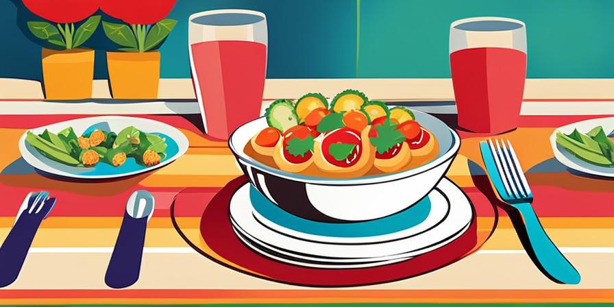 Mesa de banquete con comida colorida y atractiva para niños