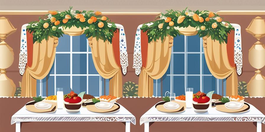 Mesa de banquetes con comida exquisita y decoración elegante