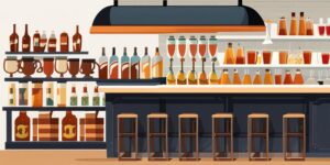 Mesa de bar con bebidas variadas