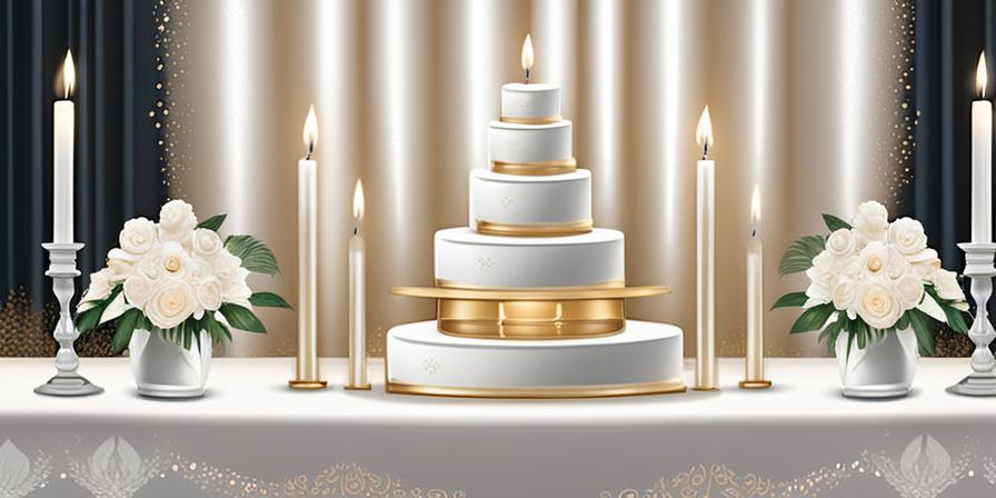 Mesa de boda con centros de plumas blancas y velas encendidas