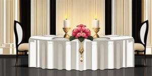 Mesa elegante con exquisitos platos y velas centelleantes
