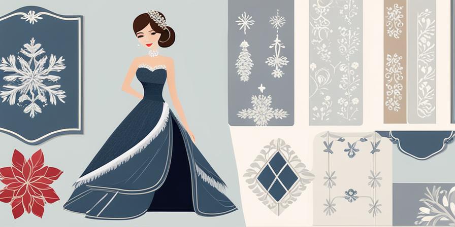 Mujer con elegante vestido de boda invernal