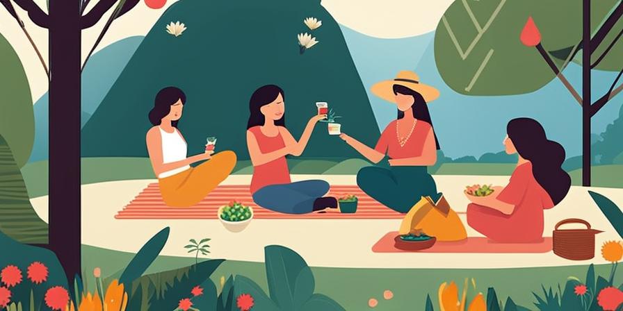 Grupo de mujeres riendo y disfrutando de un picnic al aire libre