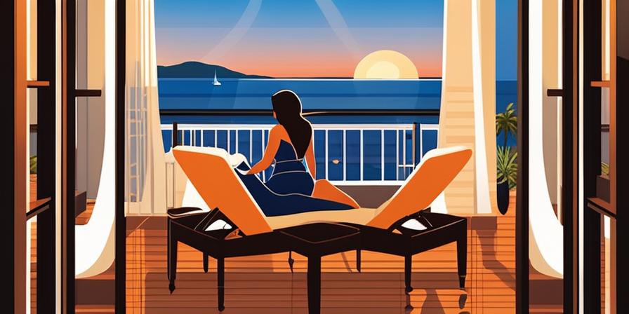 Pareja disfrutando de un romántico atardecer en un hotel de lujo frente al mar
