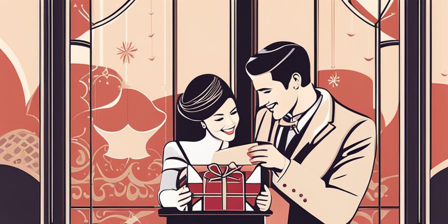 Pareja de novios felices recibiendo regalos modernos