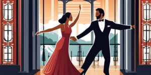 Pareja de recién casados bailando al compás de música instrumental