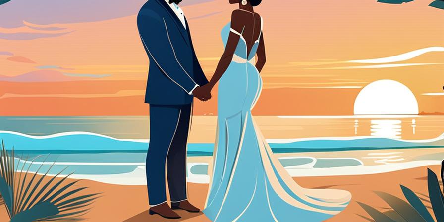 Recién casados en playa paradisíaca