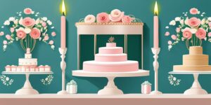 Pasteles de boda elegantes y decorados en una mesa