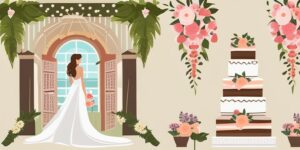 Dos pasteles rústicos con flores de boda