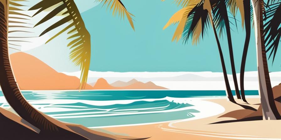 Una hermosa playa tropical con palmeras y agua cristalina