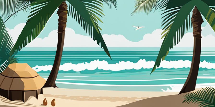 Playa tropical con agua turquesa y palmeras