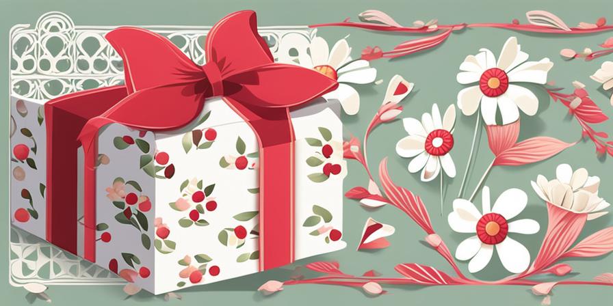 Caja de regalo con lazo y flores