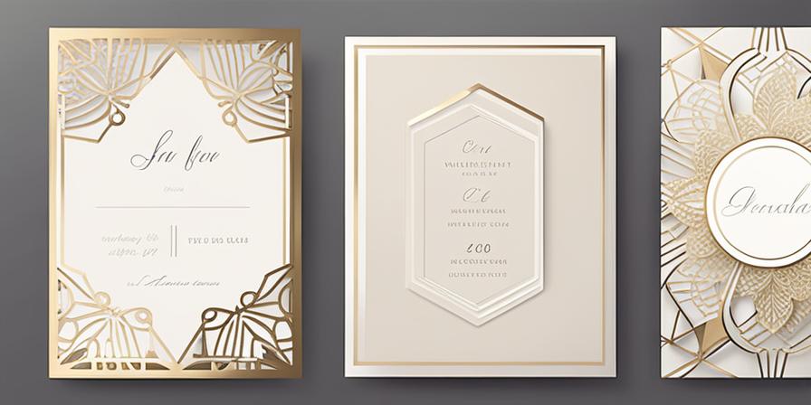 Tarjetas de boda minimalistas con textura y detalles metálicos