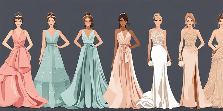 Diversos vestidos de dama de honor en múltiples tonos de colores